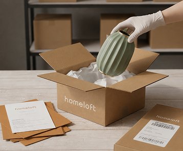 A HomeLoft order being carefully packed for shipping